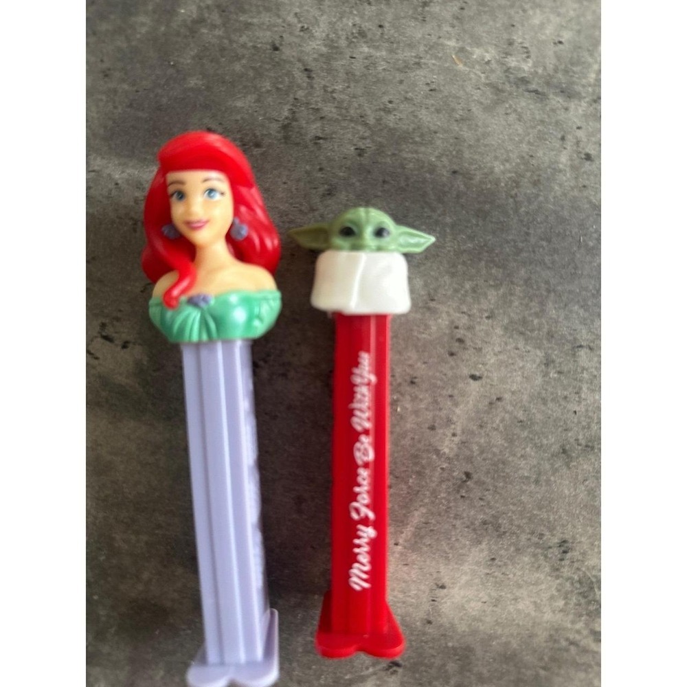 Disney Ariel and Star Wars Grogu PEZ Dispensers Lot of 2 Merry Force Be With You